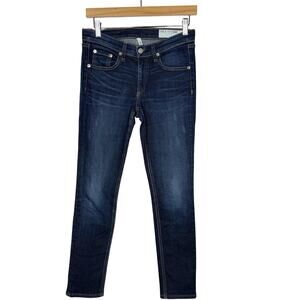 Rag & Bone Womens Size 27 Skinny Jeans in Kensington Dark Wash Denim Whiskering